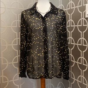 Cabi Galaxy Blouse Sheer Black Size Medium